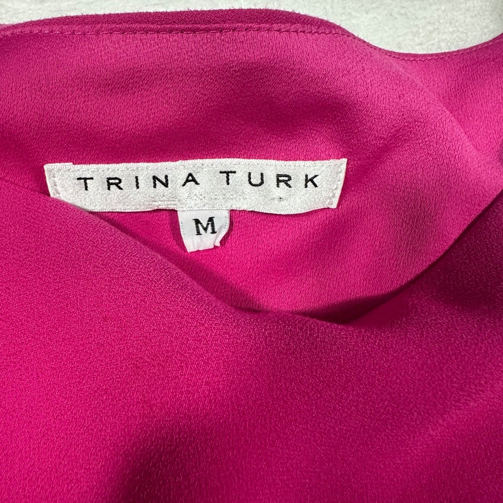 Trina Turk Blouse Womens Size M Pink Asymmetric One Shoulder Draped Top - Picture 6 of 7